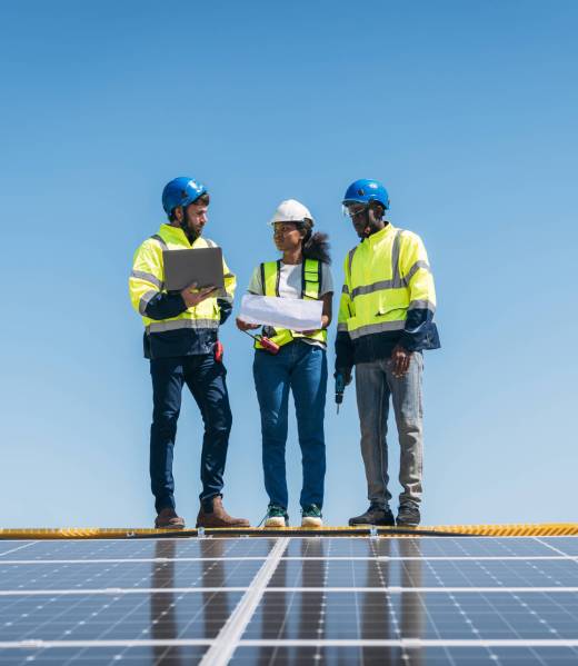 Service engineer checking solar cell on the roof for maintenance if there is a damaged part. Engineer worker install solar panel. Clean energy concept. Service engineer checking solar cell on the roof for maintenance if there is a damaged part. Engineer worker install solar panel. Clean energy concept.